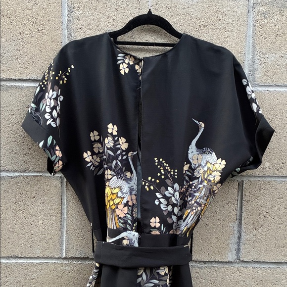Zara Black Floral & Crane Jumpsuit - Picture 5 of 8
